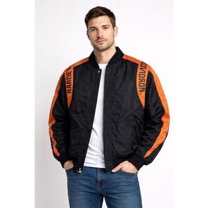 Harley-Davidson Black Orange Nylon Bomber Jacket Men’s Large
